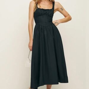 NWOT Reformation Balia Linen Dress in Black Size Small